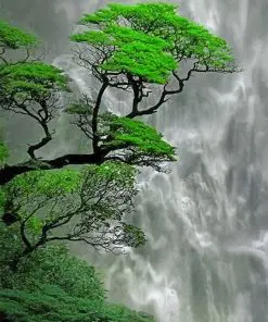 Trees And Waterfall Paint By Numbers
