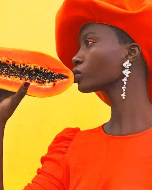 African Girl And Papaya Paint By Numbers