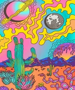 Psychedelic Cactus Desert Paint By Numbers