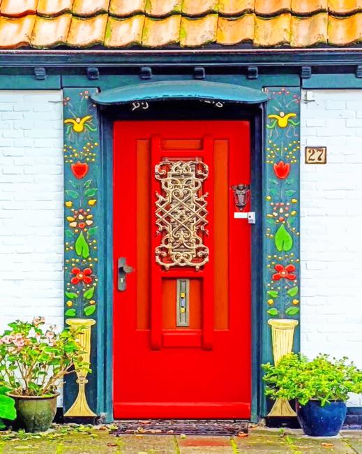 Red House Door Paint By Numbers