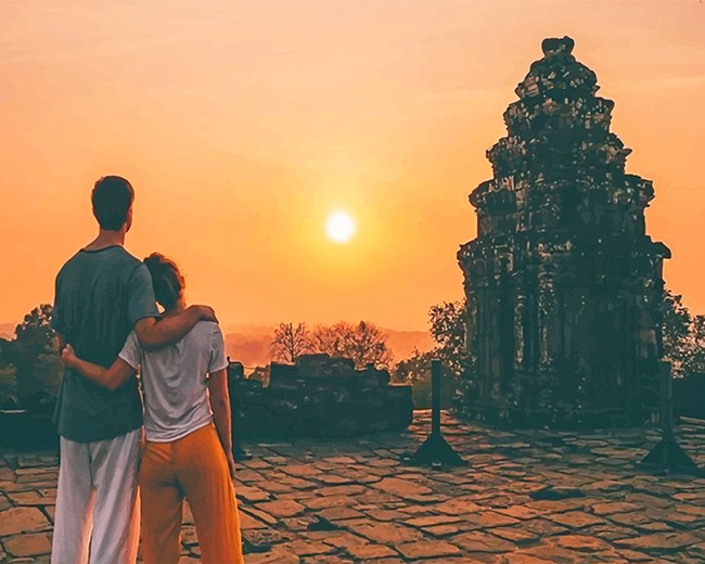 Angkor Sunset Lovers Paint By Numbers