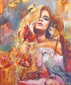Animals Lover Blonde Girl NEW Paint By Numbers