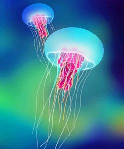 Blue Pink Jellyfish Paint By Numbers
