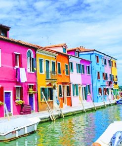 Colorful Buildings Burano Paint By Numbers
