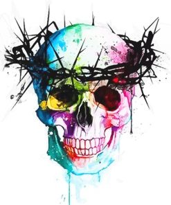 Colorful Skull With Crown Paint By Numbers