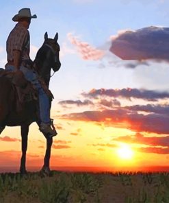 Cowboy Into Sunset Paint By Numbers