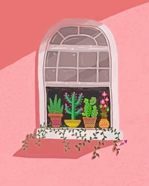 Plant Pots In Window Paint By Numbers