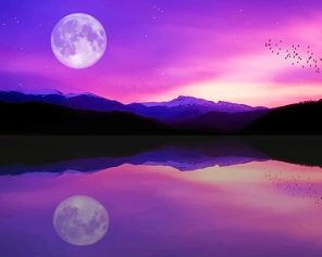 Full Moon Lake Reflection Paint By Numbers