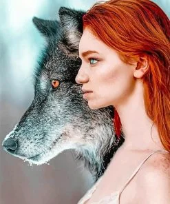 Ginger Girl And Wolf Paint By Numbers