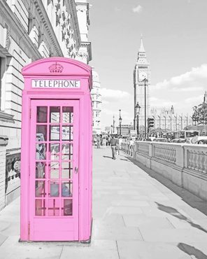 London Pink Telephone Paint By Numbers