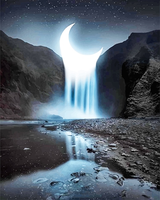 Moonlight Waterfall Paint By Numbers