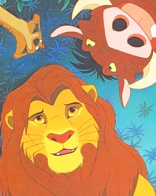 Mufasa With Timon And Pumbaa Paint By Numbers
