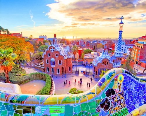 Park Guell Barcelona Paint By Numbers - Numeral Paint Kit