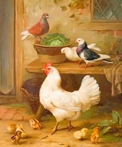 Pigeons And Chicken Paint By Numbers