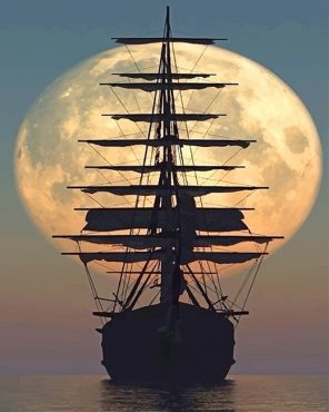 Moonlight Pirate Ship Paint By Numbers
