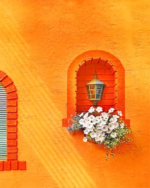 Orange Wall And Lantern Paint By Numbers