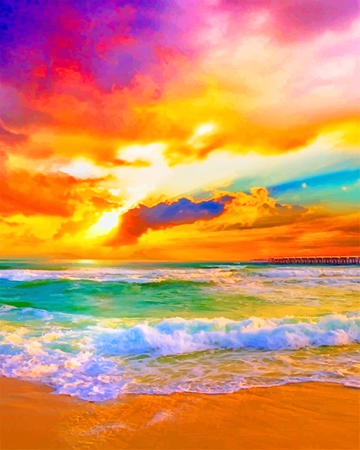 Seascape Rainbow Sunset Paint By Numbers