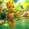 Groot And Butterfly Paint By Numbers