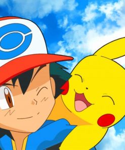 Happy Ash And Pikachu Paint By Numbers