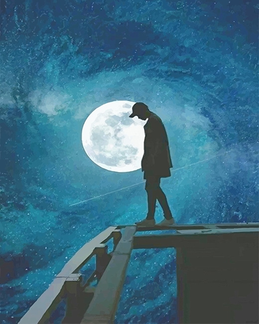 Moonlight Man Silhouette Paint By Numbers