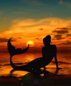 Sunset Mermaid Silhouette Paint By Numbers