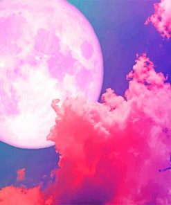 Pink Full Moon Paint By Numbers
