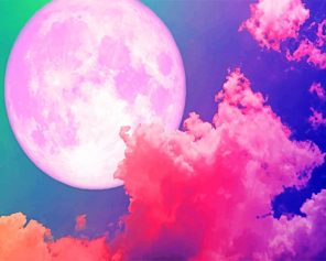 Pink Full Moon Paint By Numbers