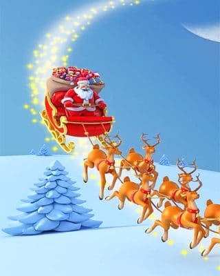Santa Reindeer Sleigh Paint By Numbers