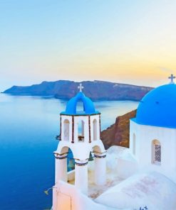 Blue Domed Church Santorini Paint By Numbers