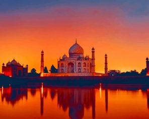 Sunset At Taj Mahal Paint By Numbers