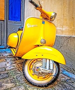 Yellow Vespa Motorcycle Paint By Numbers