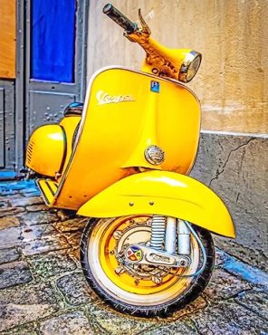 Yellow Vespa Motorcycle Paint By Numbers
