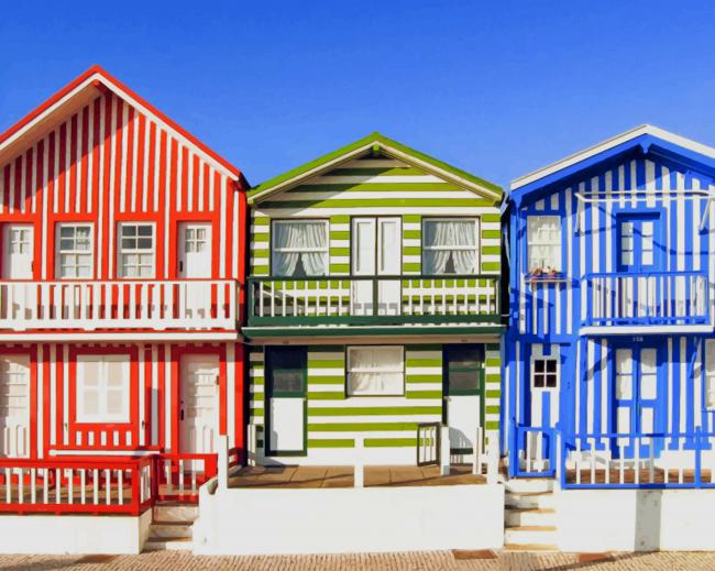 Aveiro Colored Houses paint by numbers