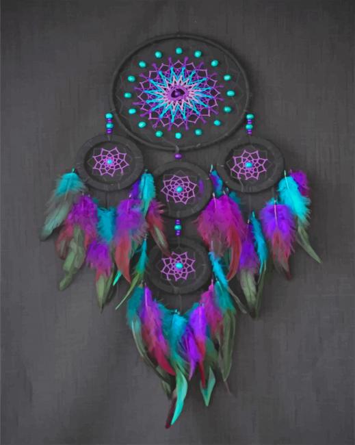 Blue And Purple Dream Catcher Paint By Numbers