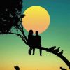 Couple On Tree Silhouette paint by number