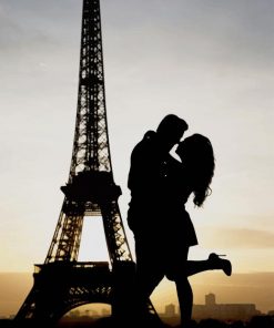 Couple Silhouette In Paris paint by number