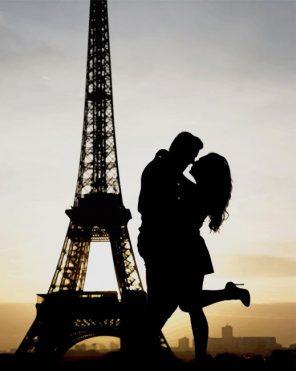 Couple Silhouette In Paris paint by number