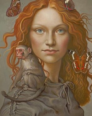 Ginger Girl With Monkey paint by numbers