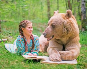 Girl And Bear paint by numbers