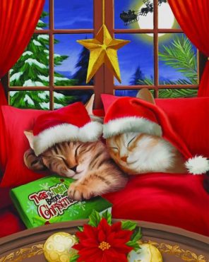 Merry Christmas Kitties paint by numbers