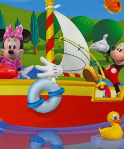 Mickey And Minnie On Boat paint by numbers