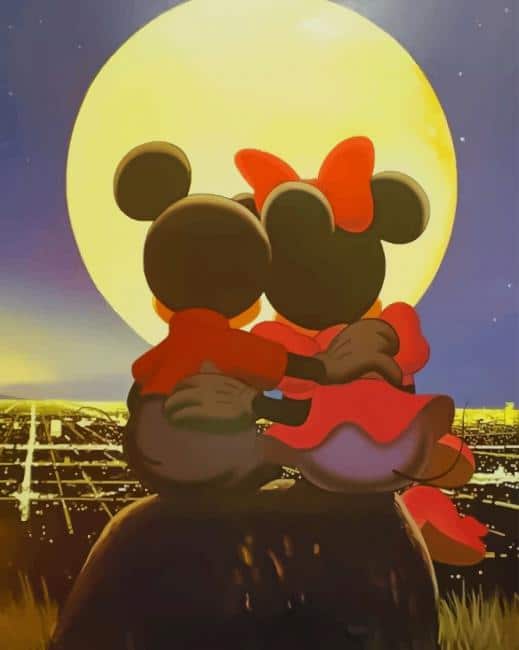 Micky And Minnie Mouse Watching Disney Paint By Numbers