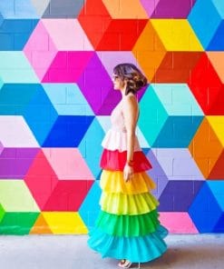 Girl In Rainbow Dress Paint By Numbers