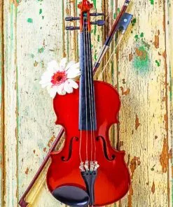 Violin With Daisy Flower Paint By Numbers