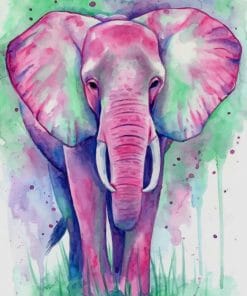 Green Pink Elephant Paint By Numbers