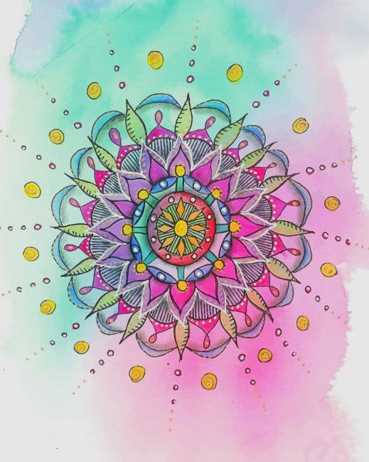 Watercolor Mandala Art paint by number