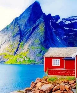 Wooden Barn in Norway paint by numbers