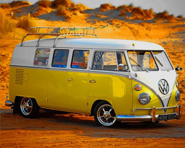 Yellow VW Bus paint by numbers