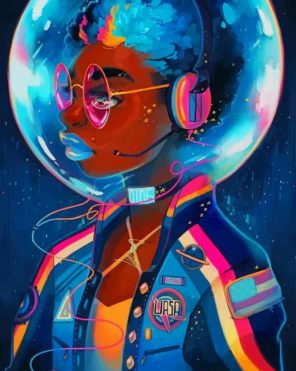 Afro Space Girl Paint By Numbers