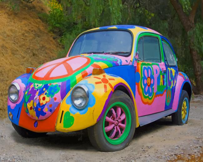 Beetle Hippie Car paint by numbers